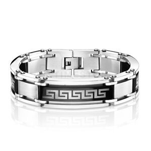 Pánský náramek z chirurgické oceli s řeckým vzorem TS-BR-0044
