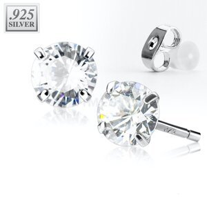 Stříbrné náušnice s kulatým zirkonem TS-EA-0026