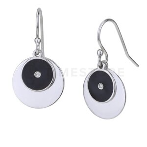 Stříbrné náušnice s diamantem, kruhový design TS-EA-0245