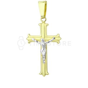 Stříbrný přívěsek zlaté barvy ve tvaru kříže TS-PE-0013
