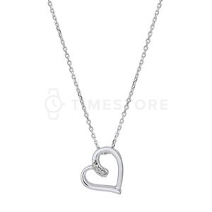 Stříbrný náhrdelník s diamantem, srdce TS-PN-0054