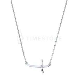 Stříbrný náhrdelník s diamantem, křížek TS-PN-0059